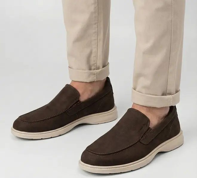 Slip On Masculino Pegada Couro Marrom