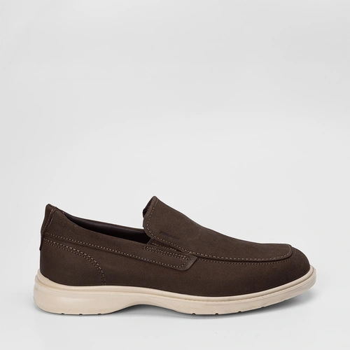 Slip On Masculino Pegada Couro Marrom