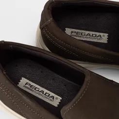 Slip On Masculino Pegada Couro Marrom