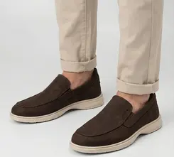 Slip On Masculino Pegada Couro Marrom