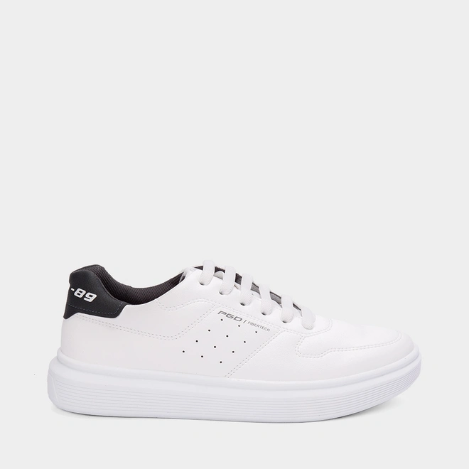 Tênis Pegada Casual Masculino Fibbertech Branco & Preto