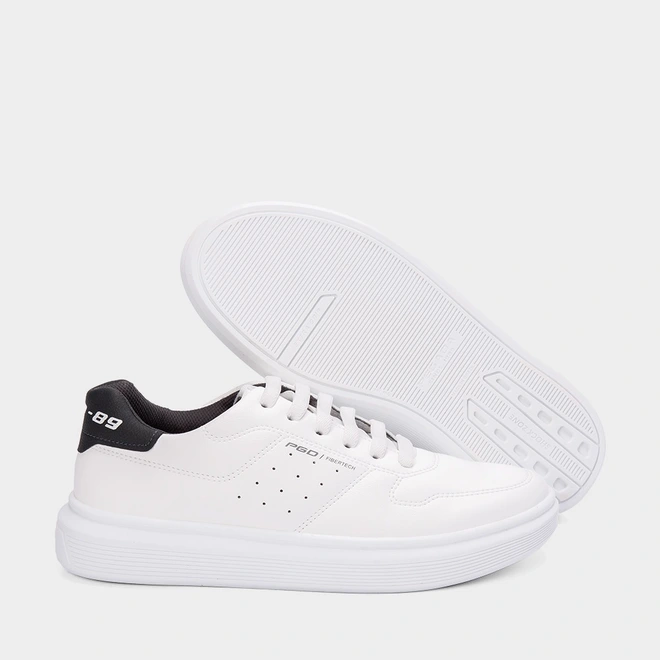 Tênis Pegada Casual Masculino Fibbertech Branco & Preto