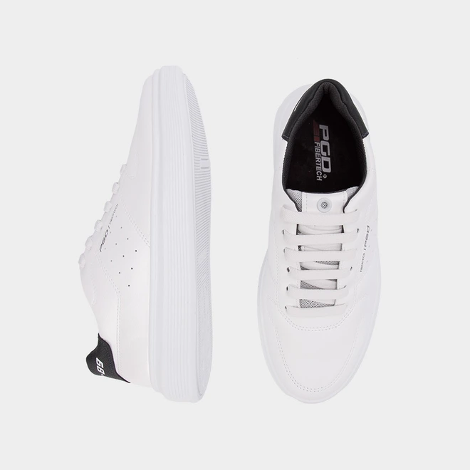 Tênis Pegada Casual Masculino Fibbertech Branco & Preto