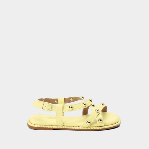 Sandália Rasteira Gabrielinha Infantil  Rebites Amarelo