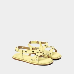 Sandália Rasteira Gabrielinha Infantil  Rebites Amarelo