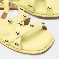 Sandália Rasteira Gabrielinha Infantil  Rebites Amarelo