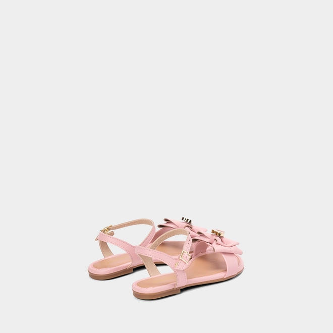 Sandália Rasteira Infantil Molekinha Detalhes Laço Coração Cereja Rosa