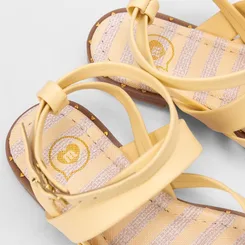 Sandália Infantil Molekinha Tiras de Dedo Listras Amarelo