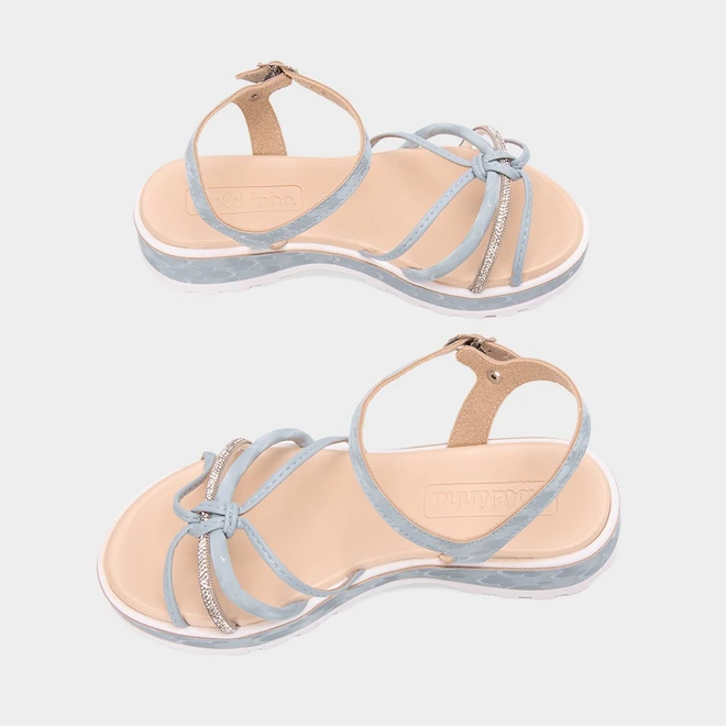 Sandália Infantil Molekinha Plataforma Multitiras Cruzadas Strass Azul