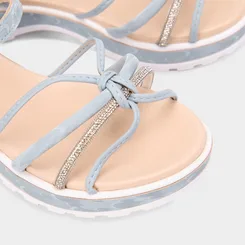 Sandália Infantil Molekinha Plataforma Multitiras Cruzadas Strass Azul