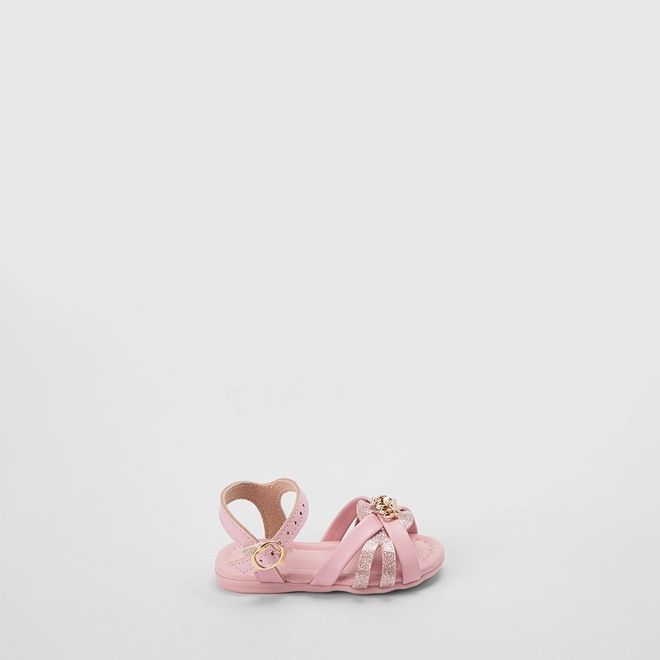 Sandália Bebê Molekinha Glitter Detalhe Coroa Rosa