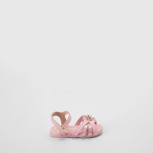 Sandália Bebê Molekinha Glitter Detalhe Coroa Rosa