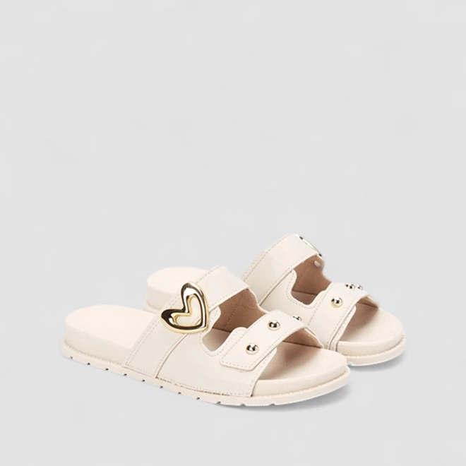 Rasteira Infantil Pepete Molekinha Coração Off White