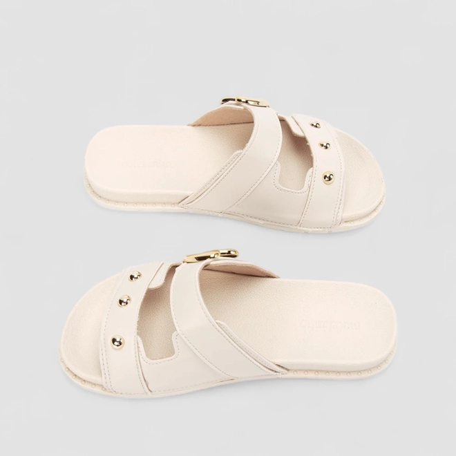 Rasteira Infantil Pepete Molekinha Coração Off White