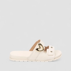 Rasteira Infantil Pepete Molekinha Coração Off White
