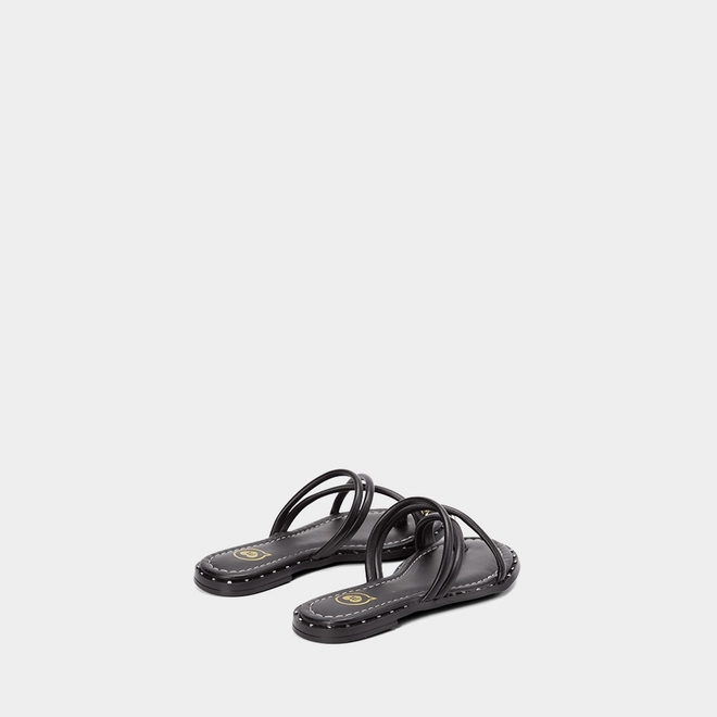 Rasteira Infantil Molekinha Tiras Cruzadas Enfeite Bold Preto