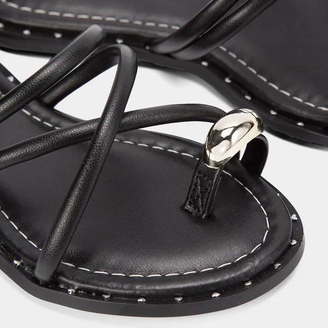 Rasteira Infantil Molekinha Tiras Cruzadas Enfeite Bold Preto