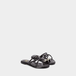 Rasteira Infantil Molekinha Tiras Cruzadas Enfeite Bold Preto