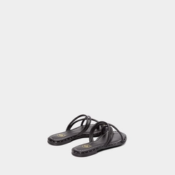 Rasteira Infantil Molekinha Tiras Cruzadas Enfeite Bold Preto
