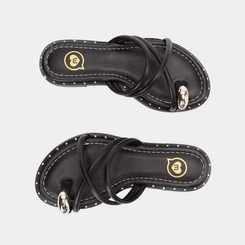 Rasteira Infantil Molekinha Tiras Cruzadas Enfeite Bold Preto