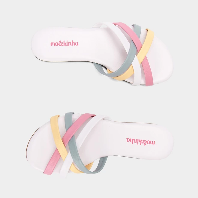 Rasteirinha Infantil Molekinha Multitiras Cruzadas Multicolor