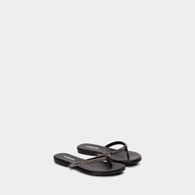 Chinelo Infantil Molekinha Tira Strass Preto