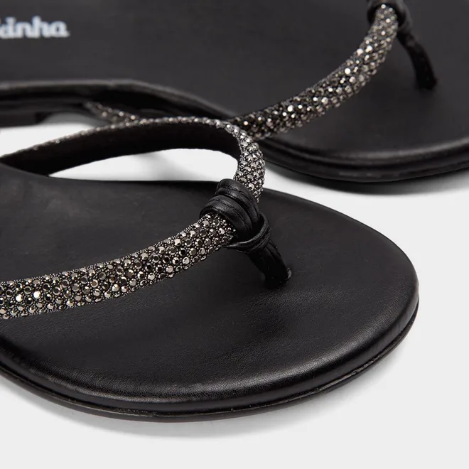 Chinelo Infantil Molekinha Tira Strass Preto
