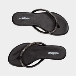 Chinelo Infantil Molekinha Tira Strass Preto