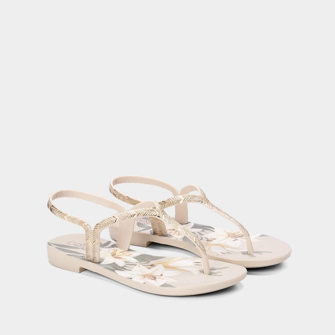 Sandália Rasteira Amor em Flor Grendha Off White