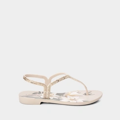 Sandália Rasteira Amor em Flor Grendha Off White