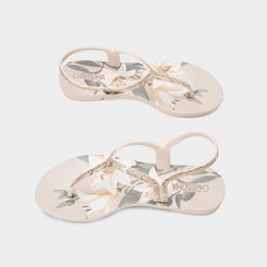 Sandália Rasteira Amor em Flor Grendha Off White