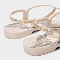Sandália Rasteira Amor em Flor Grendha Off White