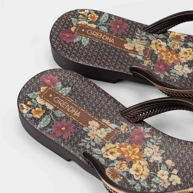 Chinelo Feminino Grendha Flores Preto
