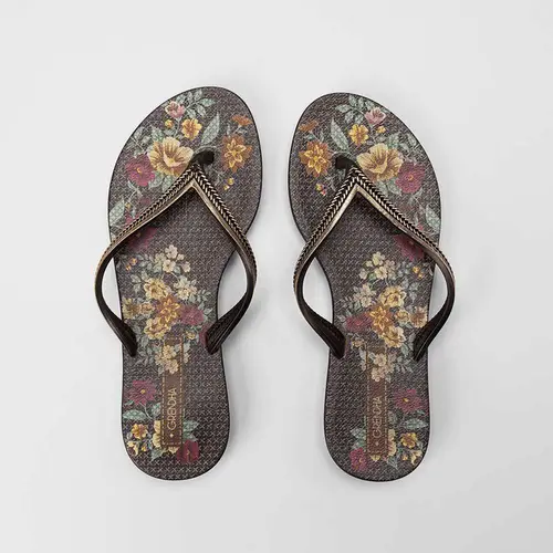 Chinelo Feminino Grendha Flores Preto