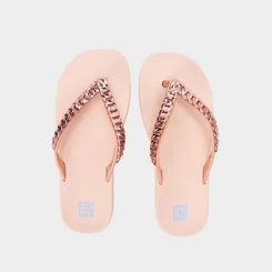 Chinelo Zaxy Hype Corrente Dourada Nude