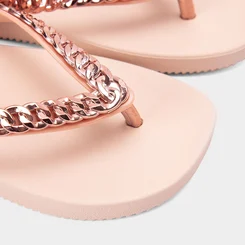 Chinelo Zaxy Hype Corrente Dourada Nude