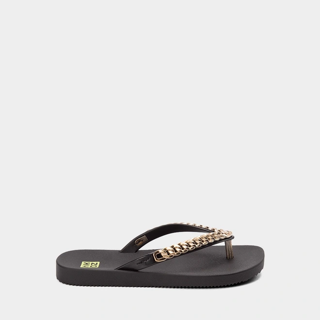 Chinelo Zaxy Hype Corrente Dourada Preto