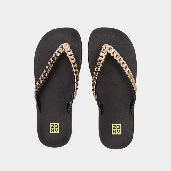 xox Chinelo Zaxy Hype Corrente Dourada Preto