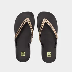 Chinelo Zaxy Hype Corrente Dourada Preto