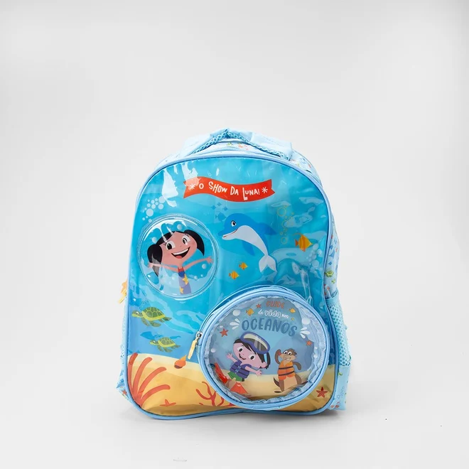 Mochila Infantil Yins Show Da Luna Fundo Do Mar Azul