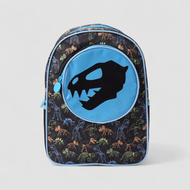 Mochila Infantil Yins Dinossauro Preto & Azul