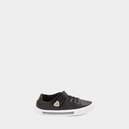 Tênis Casual Infantil Molekinha Detalhe Coração Preto