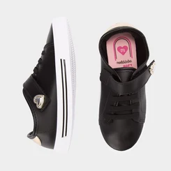 Tênis Casual Infantil Molekinha Detalhe Coração Preto