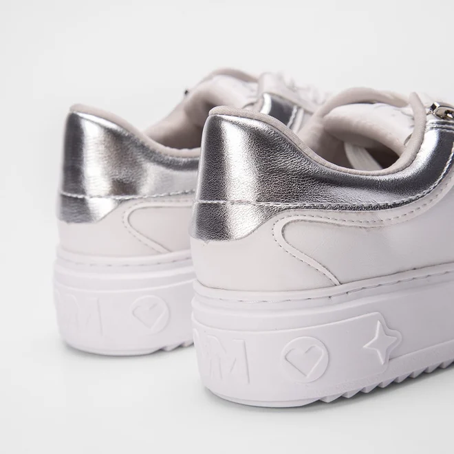 Tênis Via Marte Casual Flatform Detalhe Ziper Branco