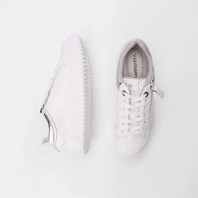 Tênis Via Marte Casual Flatform Detalhe Ziper Branco