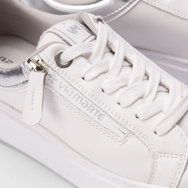Tênis Via Marte Casual Flatform Detalhe Ziper Branco