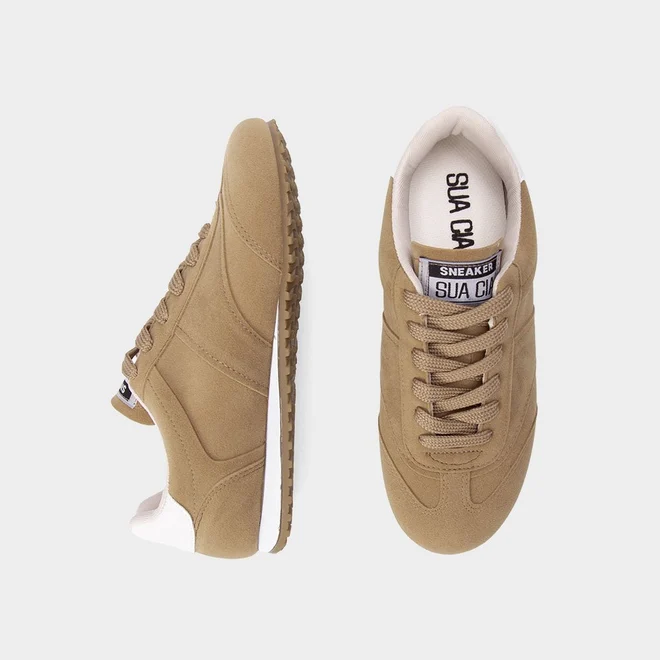 Tênis Sua Cia Casual Feminino Camurça Bege