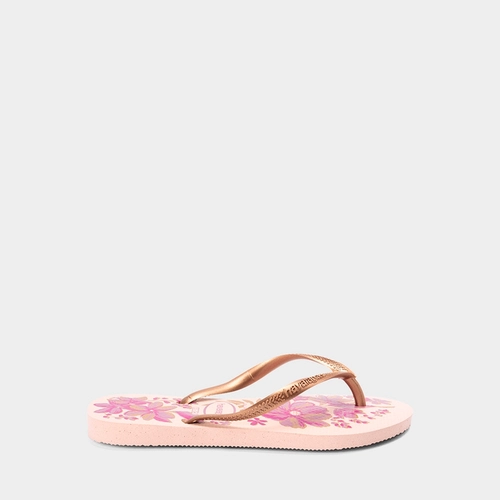 Chinelo Feminino Havaianas Slim Organic Original Rosa & Dourado