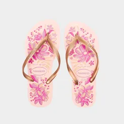 Chinelo Feminino Havaianas Slim Organic Original Rosa & Dourado