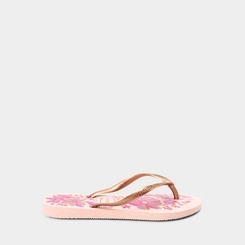 Chinelo Feminino Havaianas Slim Organic Original Rosa & Dourado